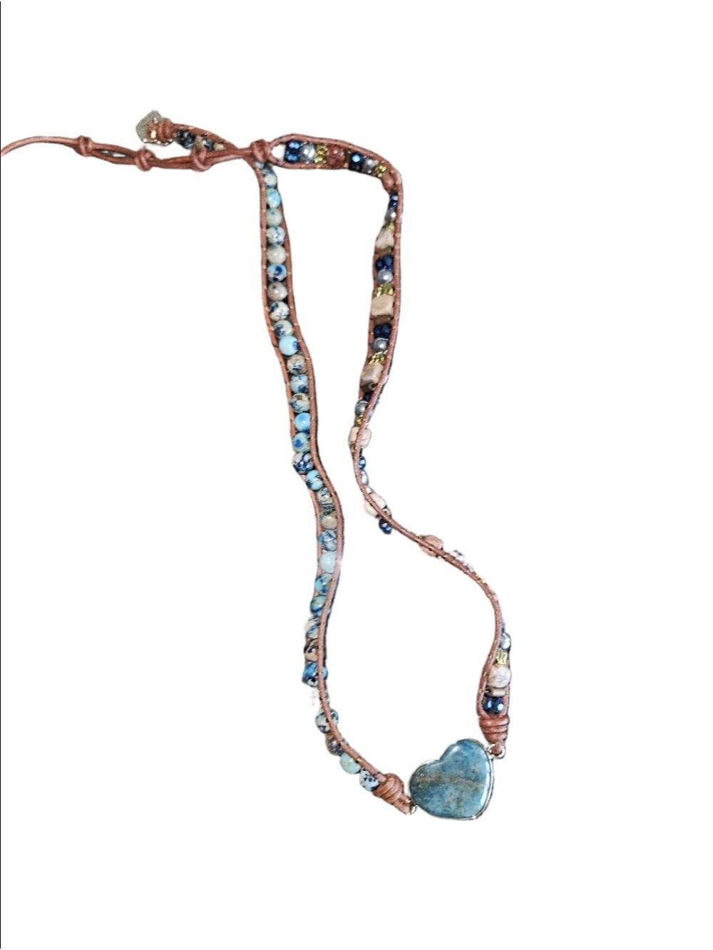 Auraglee Turquoise Heart Wrap Bracelet Boho Gemstone Leather NIB - Picture 3 of 5